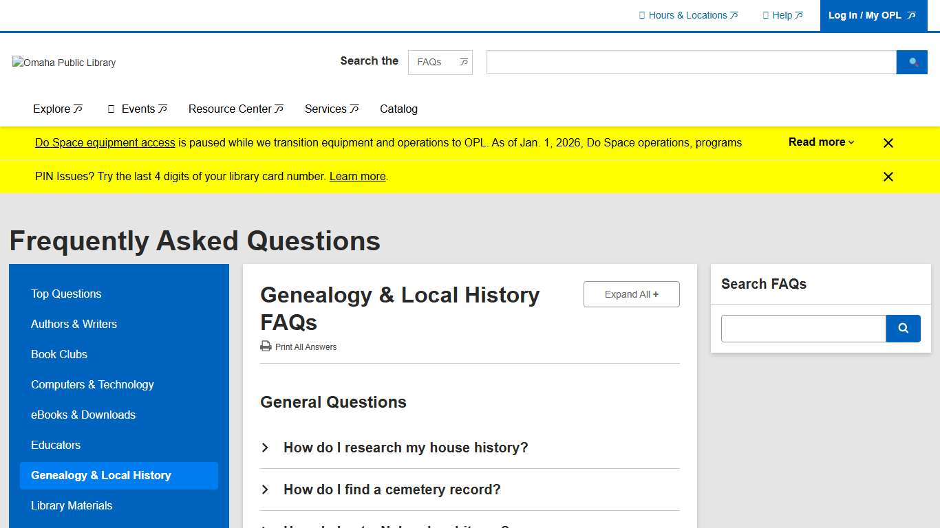 Genealogy & Local History Frequently Asked Questions Omaha Public Library